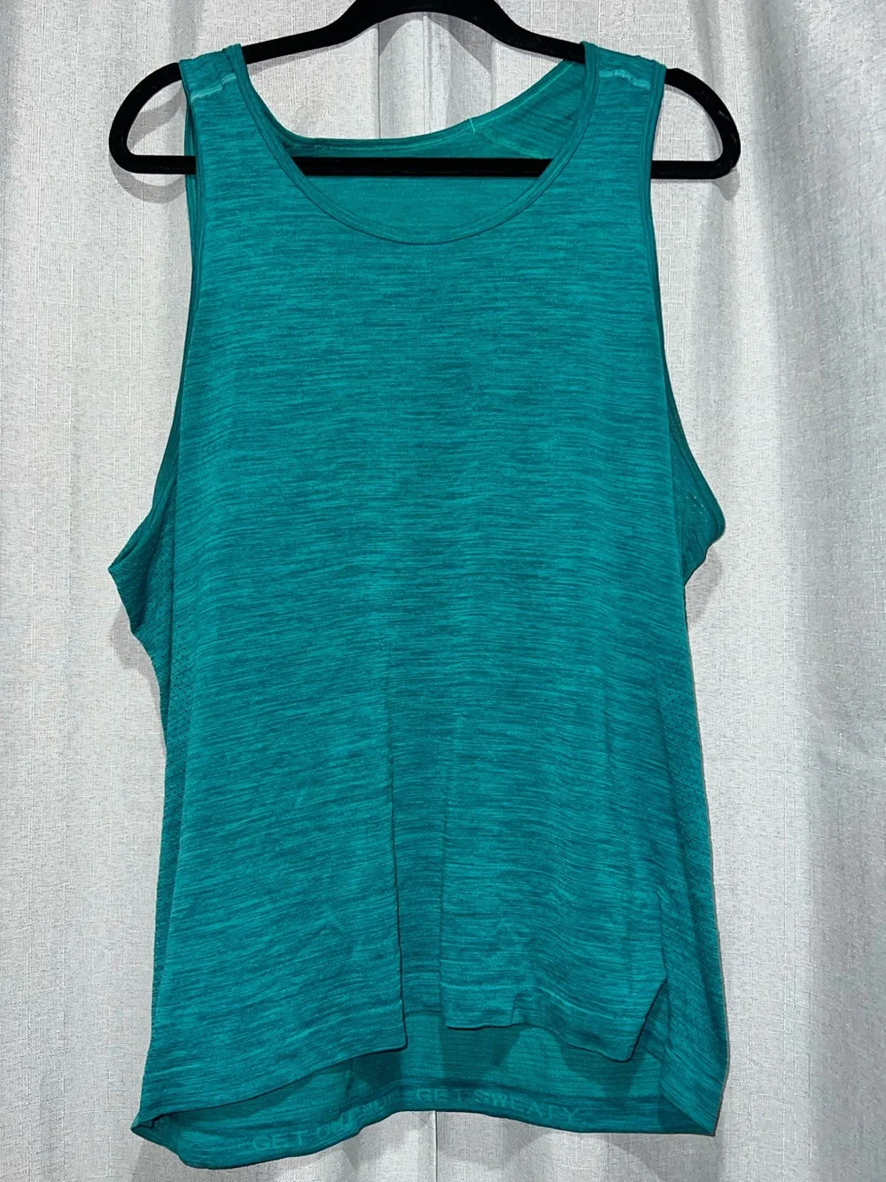 Lululemon Teal “Get Sweaty” Racerback Workout Tank Top